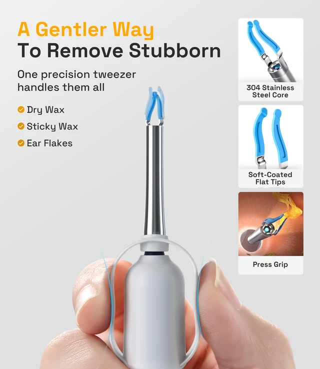 Alt view image 5 of 7 - MINIXTEC Ear Cleaner with Camera Waterproof HD Otoscope, Flexible Tip & Painless Ear Pick Tweezers for Narrow Ear Canals & Kids, Ear/Nose/Throat Home Care Kit, Smart Ear Wax Removal Tool