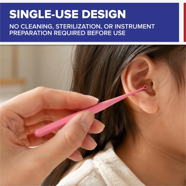 Alt view image 3 of 6 - American Hospital Supply Disposable Ear Curettes, Ear Wax Removal Tools, 5 Color-Coded Tip Styles for Adults and Children, Pack of 75 or 15 of Each Tip Style