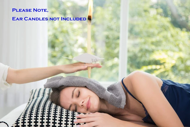 Alt view image 7 of 7 - Ear Candling Treatment Towels, Gray, 4 Count with 20 pcs Protective Discs | Ear Candles not Included