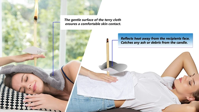 Alt view image 6 of 7 - Ear Candling Treatment Towels, Gray, 4 Count with 20 pcs Protective Discs | Ear Candles not Included