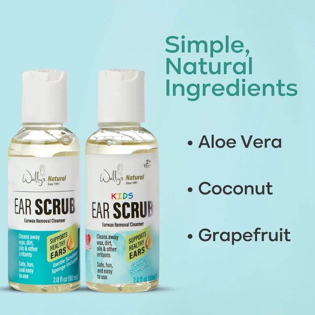 Alt view image 2 of 7 - Wally's Natural Family Complete Ear Care Bundle, Adult & Kids Ear Oil Drops, 0.5 Fl Oz (Pack of 2), Adult & Kids Ear Scrub & Reusable Scrubber Sponge, 2 Fl Oz (Pack of 2), Supports Healthy Ears