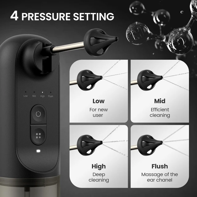 Alt view image 3 of 7 - Havenit Ear Wax Removal Kit, Ear Cleaner Earwax Removal, Ear Wax Removal Tool, Superior IPX5 Waterproof, 4 Safe and Sufficient Power Pressure Settings, 6 Pcs Ear Pick (Grey)