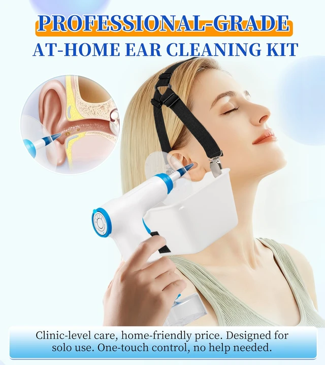 Alt view image 2 of 7 - Ear Wax Removal, Ear Cleaner with Camera 500ml Ear Cleaner Kit with HD Display & 4 Pressure Settings, Safe and Effective Ear Flush Kit with Ear Cleaner - Includes Basin, Towel & 16 Tips
