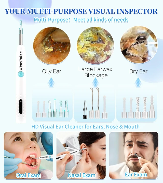 Alt view image 6 of 7 - Ear Wax Removal, Ear Cleaner with Camera 500ml Ear Cleaner Kit with HD Display & 4 Pressure Settings, Safe and Effective Ear Flush Kit with Ear Cleaner - Includes Basin, Towel & 16 Tips