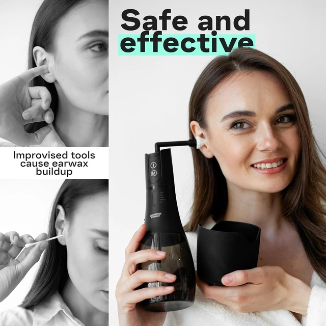Alt view image 6 of 7 - Electric 3-in-1 Ear Nose and Oral Irrigator with 5 Pressure Modes and Auto Timer, Ear Wax Removal Water Flosser and Nasal Rinse System, 6 Nozzles, Basin, Dust Bag, Charging Cable, Waterproof
