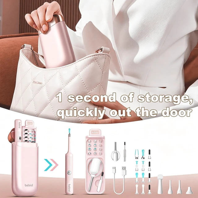Alt view image 7 of 7 - Ear Wax Removal Tool with Camera, 1080P HD Wireless Otoscope Ear Cleaner for Adults & Kids, WiFi Ear Wax Remover Kit with Silicone Tips and Tweezers, 21-in-1 Ear Cleaning Set for Home Travel
