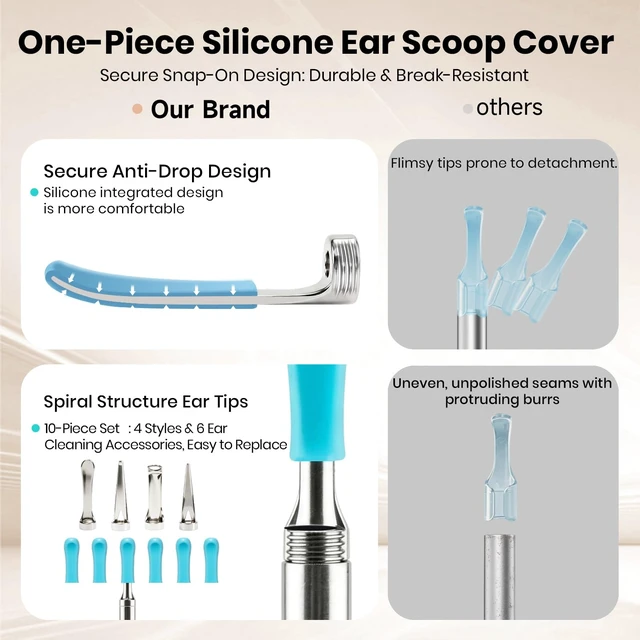 Alt view image 4 of 7 - Smart Digital Otoscope Ear Camera with Screen | Plug & Play Cleaner, White | App-Free HD Ear Cleaner with Camera & Screen | Safe One-Piece Silicone Tips & Adjustable LED Light Wand for Family Hygiene