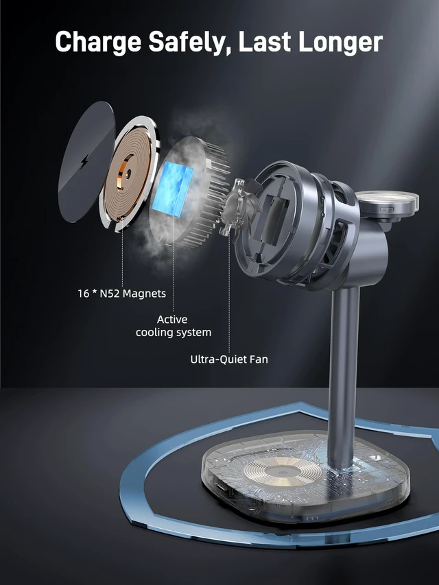 Alt view image 5 of 7 - Magnetic Wireless Charger for Samsung Galaxy Z Fold8, Galaxy Flip8 | Qi2 Android Charger, Nightstand Charging Station for Samsung Phones, Galaxy Watch (Not for Apple Watch, with TEC Cooling Fan)