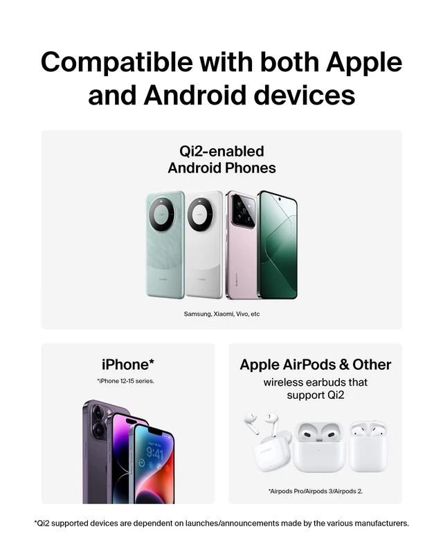 Alt view image 7 of 7 - Belkin Qi2 15W Magnetic Wireless Charger, 2 in 1 Foldable, Non-Slip | MagSafe compatible, iPhone 16, Apple Watch, Samsung Galaxy S25 compatible, power adapter included
