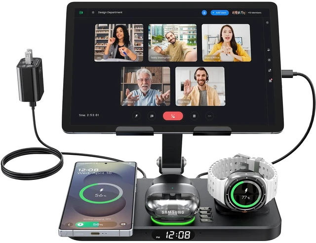 Main image of Meifigno 45W Wireless Charging Station for Multiple Samsung Device, Foldable 20W Wired Charger Stand for Galaxy Tab, Charger for S26 Ultra/S25/Z Fold 8 Ultra/8/Z Flip 8 & Buds, Only for Galaxy Watch