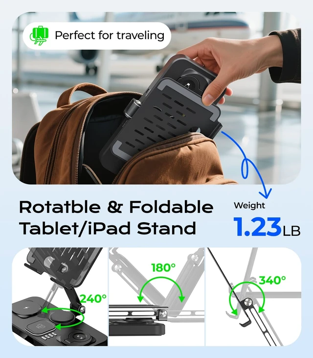 Alt view image 7 of 7 - Meifigno 45W Wireless Charging Station for Multiple Samsung Device, Foldable 20W Wired Charger Stand for Galaxy Tab, Charger for S26 Ultra/S25/Z Fold 8 Ultra/8/Z Flip 8 & Buds, Only for Galaxy Watch