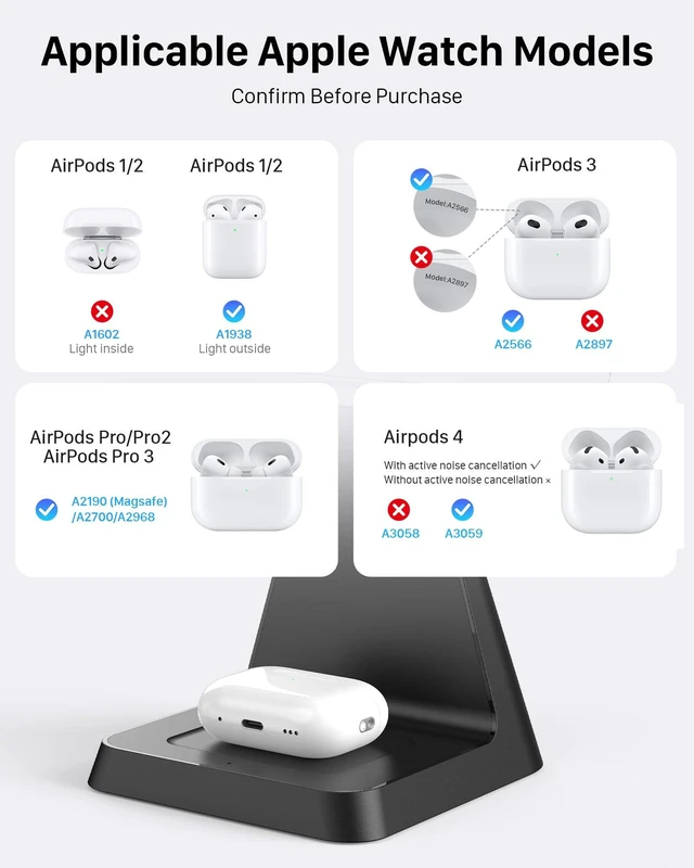 Alt view image 6 of 7 - 3-in-1 Magnetic Wireless MagSafe Charger Stand for Apple Devices | Charging Station for iPhone 12/13/14/15/16/17, Apple Watch & AirPods Ideal for Nightstand, Desk, or Home Office