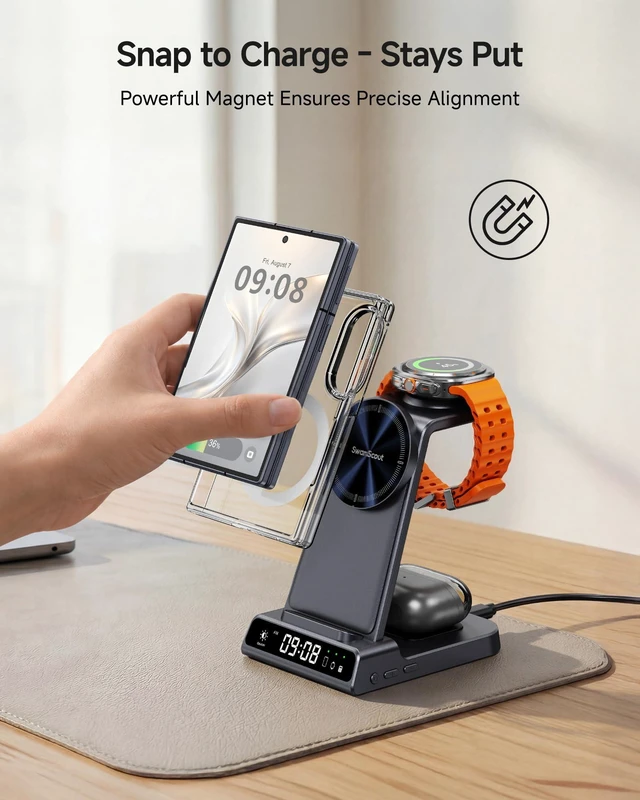 Alt view image 2 of 7 - 3-in-1 Magnetic Charger for Samsung Galaxy Z Fold 8/8 Ultra | Not for Watch 9/Ultra 2, for Galaxy Z Flip 8, S26/S25/S24/S23 Series, for Galaxy Buds 4/4 Pro, No Adapter