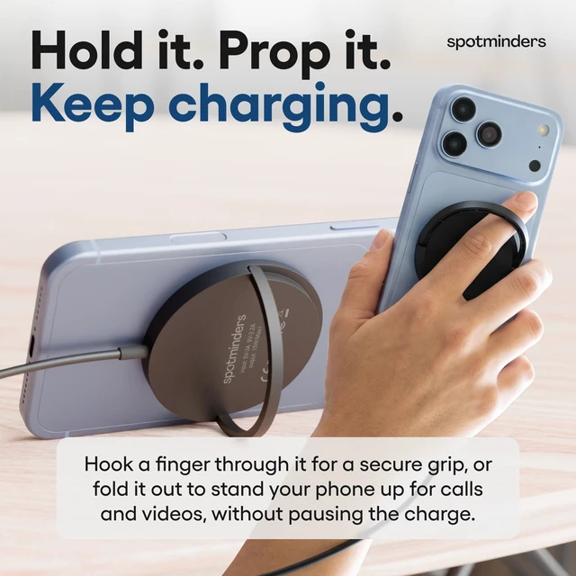 Alt view image 5 of 7 - SPOTMINDERS Wireless Charger for iPhone, AirPods, Tracking Card 2-Pack 15W Flat Fast Charging Pad Qi Compatible with Samsung, Android, Apple - MagSafe, Non-Slip Surface, Advanced Cooling No AC Adapter