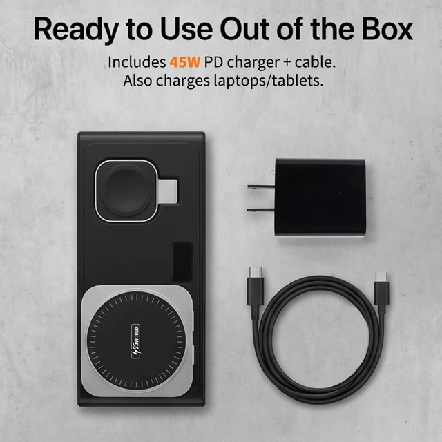 Alt view image 5 of 7 - MONASAY 25W 3-in-1 Wireless Charging Station for Apple with Smart Screen | TURBO Indicator,25W Fast Charging,Foldable Magnetic Design,45W PD Adapter,for iPhone 18/17/16/15/14/13/12,Watch & AirPods