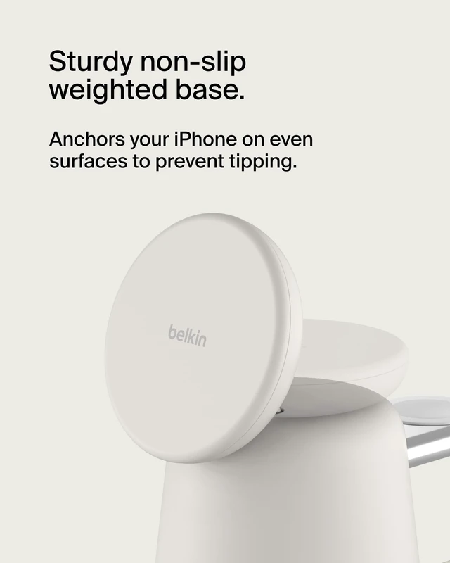 Alt view image 4 of 6 - Belkin MagSafe 15W 2 in 1 Wireless Charging Dock, Fast Charger | iPhone 17/16/15/14, AirPods, Pixel 10 compatible, power adapter included, desk charging dock, Magnetic
