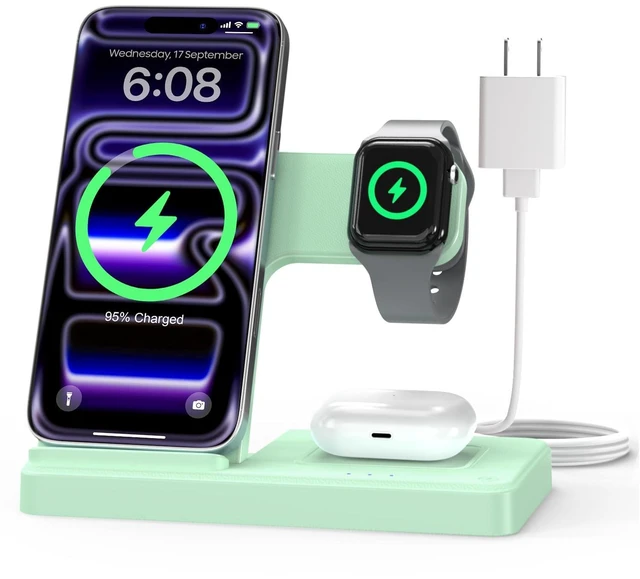 Main image of GETPALS Wireless Charger iPhone Charging Station for Apple Multiple Devices | 3 in 1 Charger Stand for iPhone 18 Pro Max 17 17e 16 15 14 13 12 & Watch Series 12-2 SE Ultra & Airpods 5 4 Pro