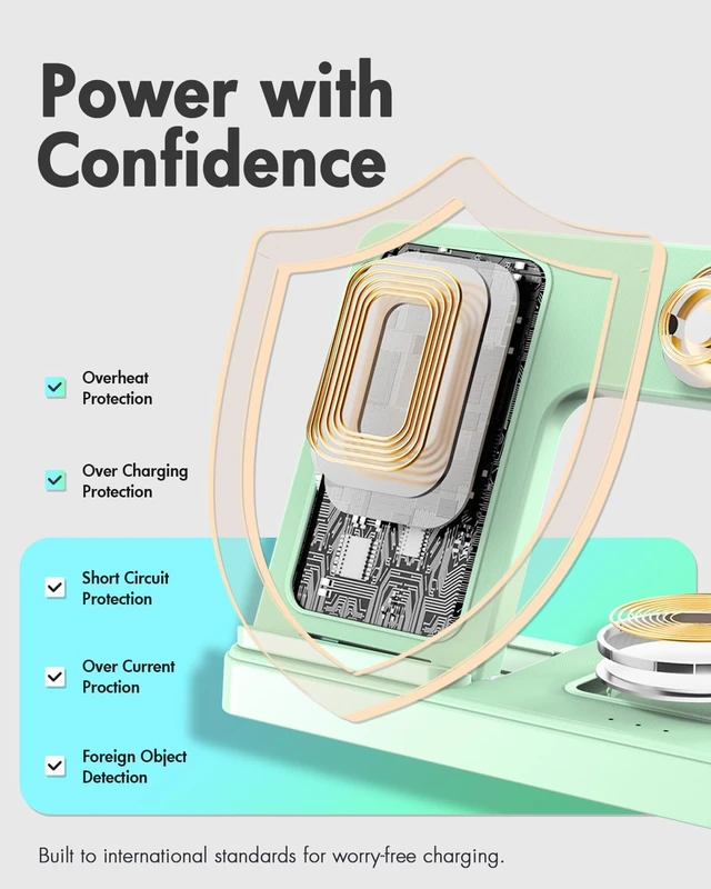 Alt view image 6 of 7 - GETPALS Wireless Charger iPhone Charging Station for Apple Multiple Devices | 3 in 1 Charger Stand for iPhone 18 Pro Max 17 17e 16 15 14 13 12 & Watch Series 12-2 SE Ultra & Airpods 5 4 Pro