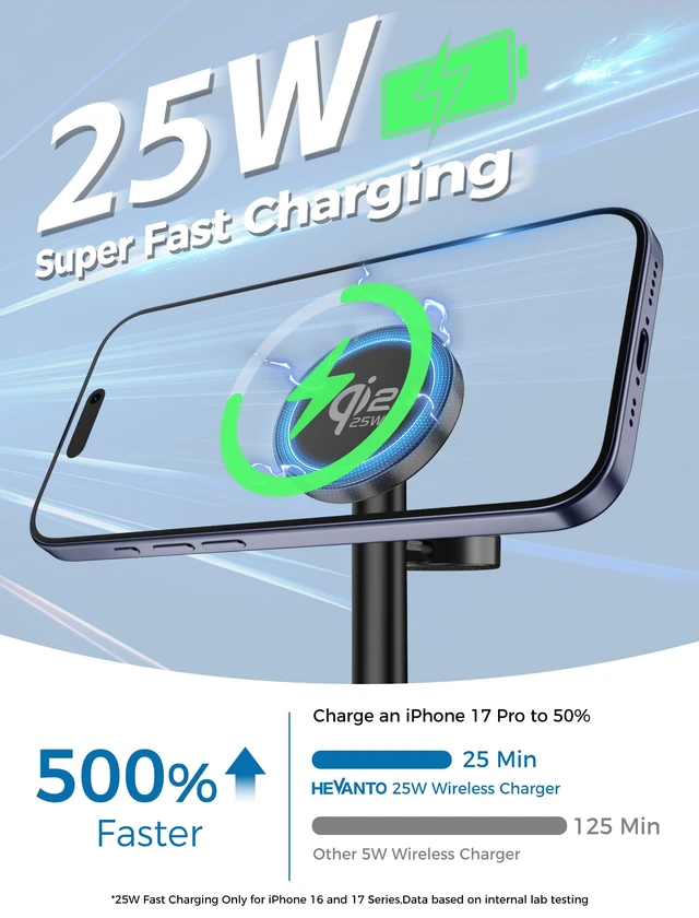 Alt view image 2 of 7 - 25W Mag-Safe Charger 3 in 1 Charging Station for iPhone Apple Watch AirPods | Super Fast Wireless Charger Stand for iPhone 18 Pro Max Duo 17 16 15 14 13 12 iWatch AirPods with MagSafe