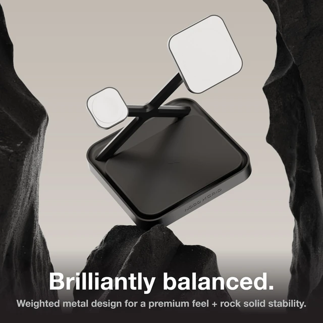 Alt view image 4 of 7 - NOCO XGrid XDS3 3-in-1 Wireless Charging Station - iPhone, Watch & AirPods | MagSafe Compatible, Qi2 & MFi Certified, Weighted Metal Design, Includes 45W USB-C Wall Charger and 6.5-Foot USB-C Cable