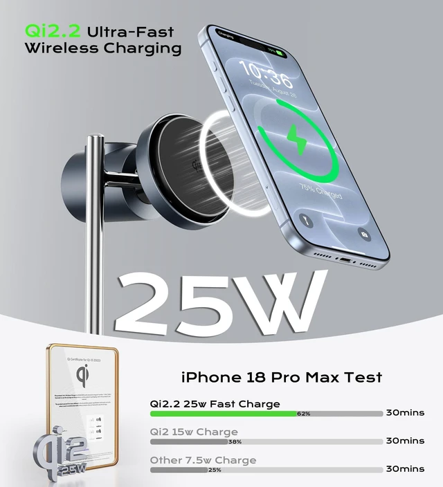 Alt view image 2 of 7 - Gumosh Qi2.2 25W Magnetic 3-in-1 Charging Station for Apple Devices | Wireless Magnetic Charger Stand with Cooling Fan, for iPhone Duo/18/17/16/15/14/13/12, Apple Watch/AirPods, with 45W Adapter