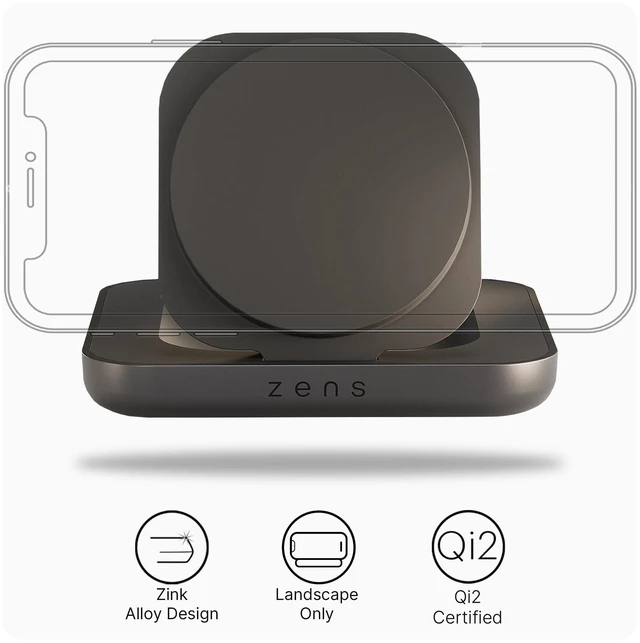 Alt view image 2 of 7 - Zens Magnetic Nightstand Charger | MagSafe Qi2 15W | Landscape Only (No Vertical) | Standby Mode | Compatible with iPhone 17/16/15/14/13/12 | 20W Adapter Included | Black
