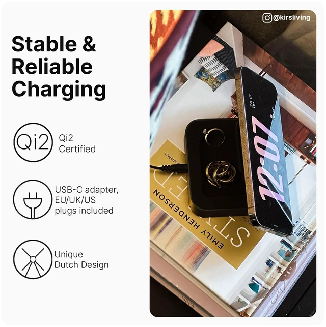 Alt view image 6 of 7 - Zens Magnetic Nightstand Charger | MagSafe Qi2 15W | Landscape Only (No Vertical) | Standby Mode | Compatible with iPhone 17/16/15/14/13/12 | 20W Adapter Included | Black