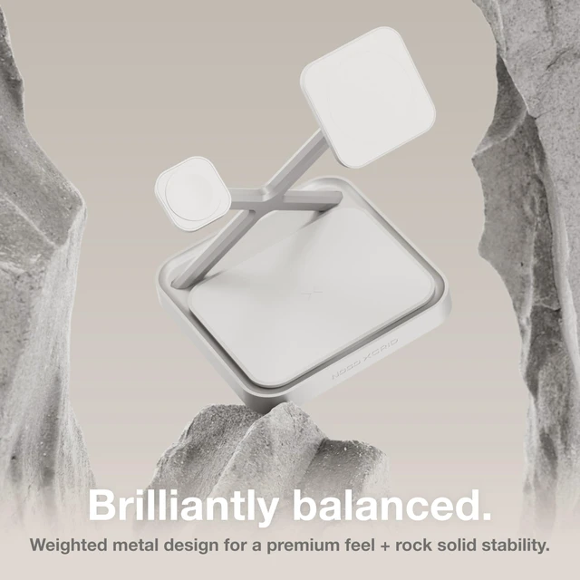 Alt view image 4 of 7 - NOCO XGrid XDS3 3-in-1 Wireless Charging Station - iPhone, Watch & AirPods | MagSafe Compatible, Qi2 & MFi Certified, Weighted Metal Design, Includes 45W USB-C Wall Charger and 6.5-Foot USB-C Cable
