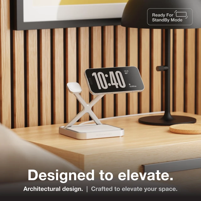 Alt view image 5 of 7 - NOCO XGrid XDS3 3-in-1 Wireless Charging Station - iPhone, Watch & AirPods | MagSafe Compatible, Qi2 & MFi Certified, Weighted Metal Design, Includes 45W USB-C Wall Charger and 6.5-Foot USB-C Cable