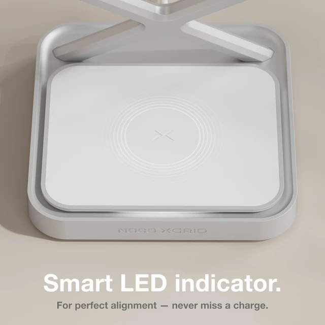 Alt view image 6 of 7 - NOCO XGrid XDS3 3-in-1 Wireless Charging Station - iPhone, Watch & AirPods | MagSafe Compatible, Qi2 & MFi Certified, Weighted Metal Design, Includes 45W USB-C Wall Charger and 6.5-Foot USB-C Cable