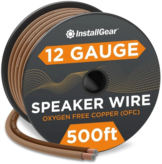 Main image of InstallGear 12 Gauge Speaker Wire 100ft - Deoxidized Copper OFC Speaker Wires 12 Gauge - Flexible Wire Cable with Polarity Marking - Soft Touch 12 AWG Wire for Audio, Amp and Home Theater Use - Brown