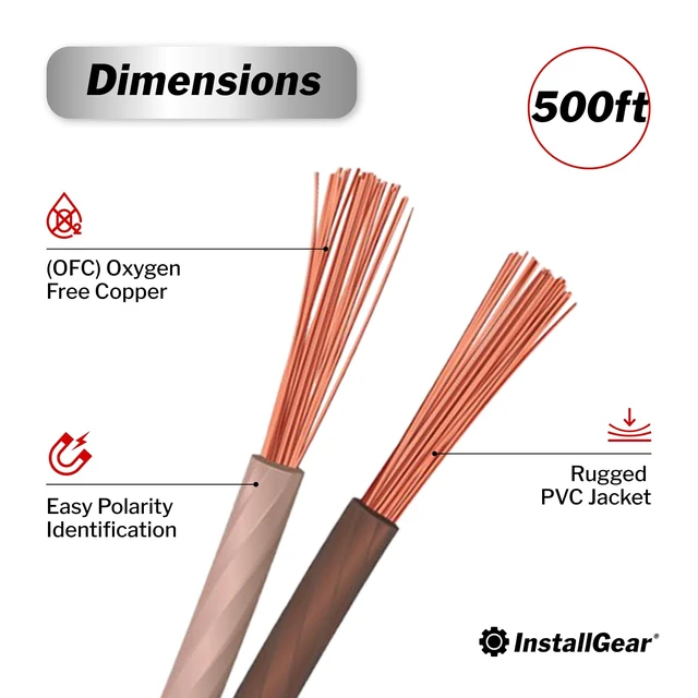 Alt view image 3 of 6 - InstallGear 12 Gauge Speaker Wire 100ft - Deoxidized Copper OFC Speaker Wires 12 Gauge - Flexible Wire Cable with Polarity Marking - Soft Touch 12 AWG Wire for Audio, Amp and Home Theater Use - Brown