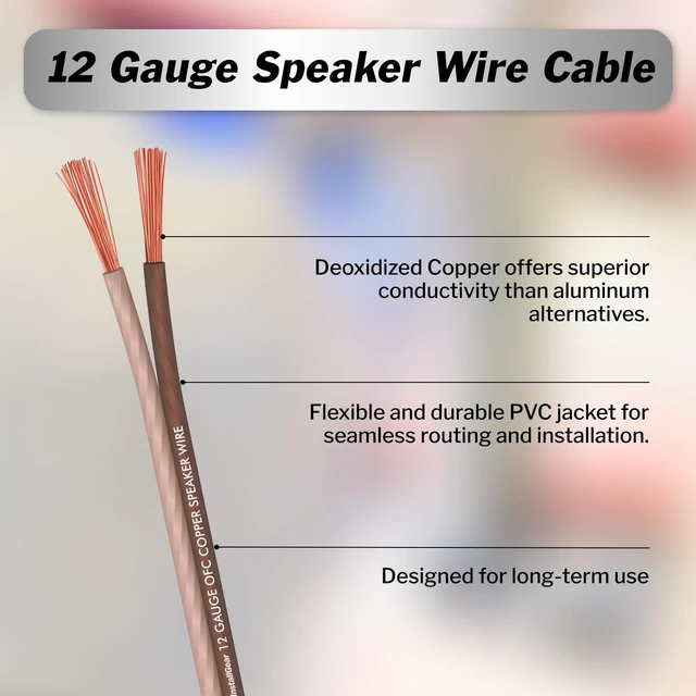 Alt view image 5 of 6 - InstallGear 12 Gauge Speaker Wire 100ft - Deoxidized Copper OFC Speaker Wires 12 Gauge - Flexible Wire Cable with Polarity Marking - Soft Touch 12 AWG Wire for Audio, Amp and Home Theater Use - Brown