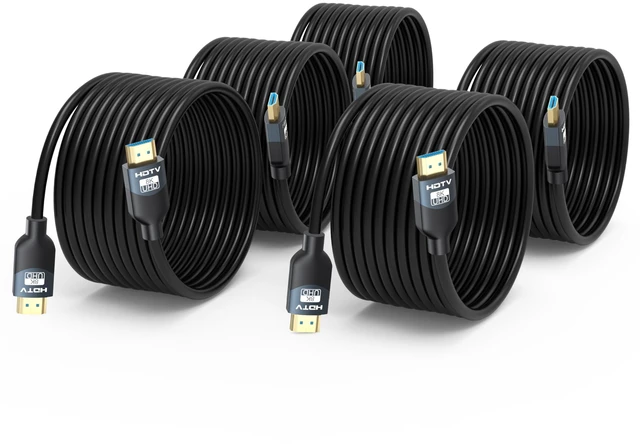 Main image of RyzzRooa 8K HDMI 2.1 Cable 15FT 5-Pack, Ultra High Speed 48Gbps | 8K@60Hz, 4K@120Hz, VRR, ALLM, QFT, ARC/eARC, HDCP2.2/2.3, For PS5/4/3, Xbox, Gaming Monitor, TV, Computer, Soundbar