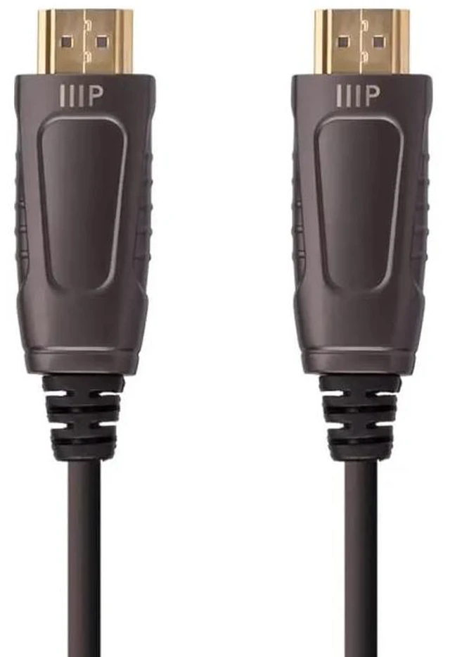 Main image of Monoprice 8K Ultra High Speed Fiber Optic Certified HDMI Cable - HDMI 2.1, 8K@60Hz, 4K@120Hz, 48Gbps, HDR, VRR, Active Optical Cable (AOC), 49ft, Black