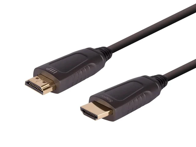 Alt view image 2 of 4 - Monoprice 8K Ultra High Speed Fiber Optic Certified HDMI Cable - HDMI 2.1, 8K@60Hz, 4K@120Hz, 48Gbps, HDR, VRR, Active Optical Cable (AOC), 49ft, Black