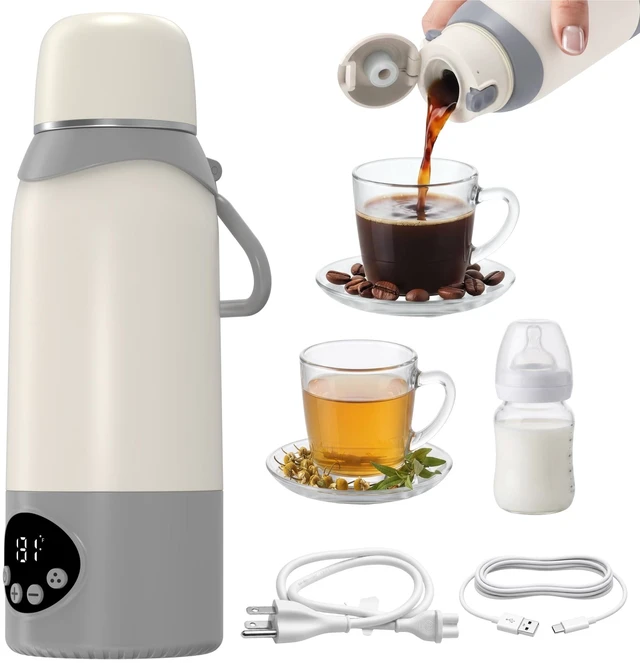 Main image of Garnen Portable Electric Kettle for Travel, 17oz, 22 Precise Temp Control | 120V,500ml Dual Power, Fast Boiling, Food Grade 316 Stainless Steel, Leakproof, Child Lock for Outdoor Camping Night Feeding