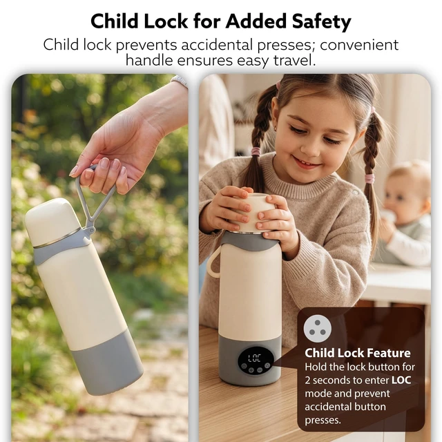 Alt view image 6 of 7 - Garnen Portable Electric Kettle for Travel, 17oz, 22 Precise Temp Control | 120V,500ml Dual Power, Fast Boiling, Food Grade 316 Stainless Steel, Leakproof, Child Lock for Outdoor Camping Night Feeding