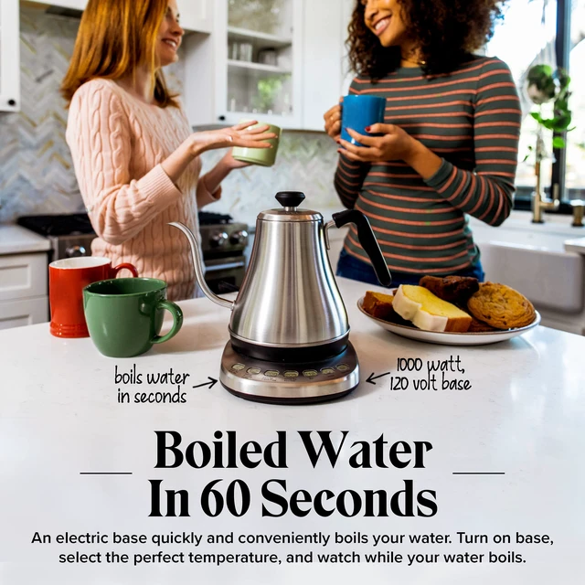 Alt view image 4 of 7 - Gooseneck Electric Kettle with Temperature Control - 0.8L Stainless Steel & BPA Free Plastic - Custom Temp Presets for Teas & Coffee - Keep Warm Option