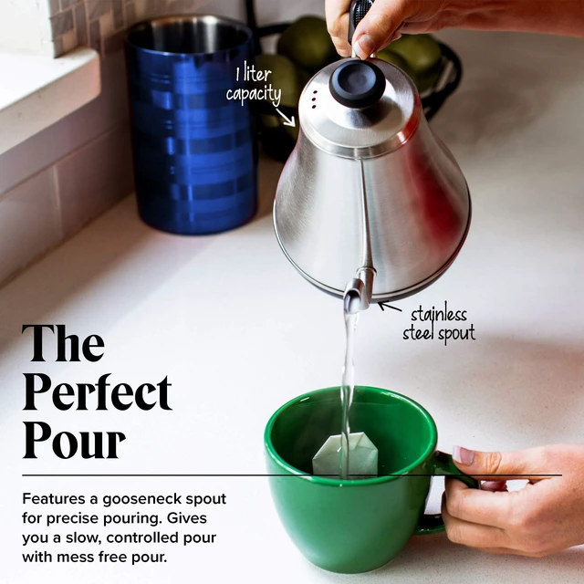 Alt view image 5 of 7 - Gooseneck Electric Kettle with Temperature Control - 0.8L Stainless Steel & BPA Free Plastic - Custom Temp Presets for Teas & Coffee - Keep Warm Option