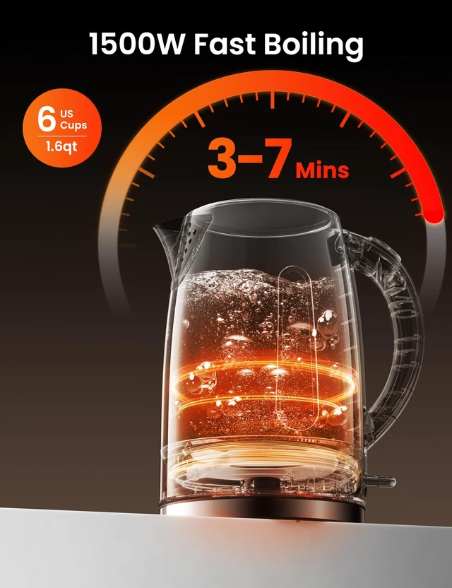 Alt view image 5 of 7 - COMFEE' Stainless Steel Temperature-Control Kettle, 1.7L with 6 Preset Mode | 6 preset temperatures, stainless steel, keeps warm for 1 hour, easy-view water window, auto shut-off, boil-dry protection