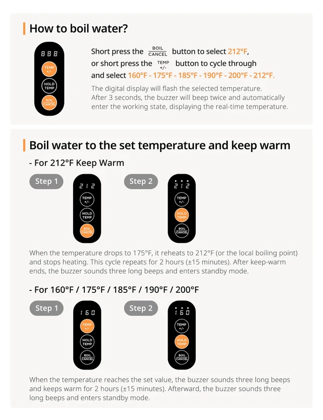 Alt view image 7 of 7 - COMFEE' Stainless Steel Temperature-Control Kettle, 1.7L with 6 Preset Mode | 6 preset temperatures, stainless steel, keeps warm for 1 hour, easy-view water window, auto shut-off, boil-dry protection