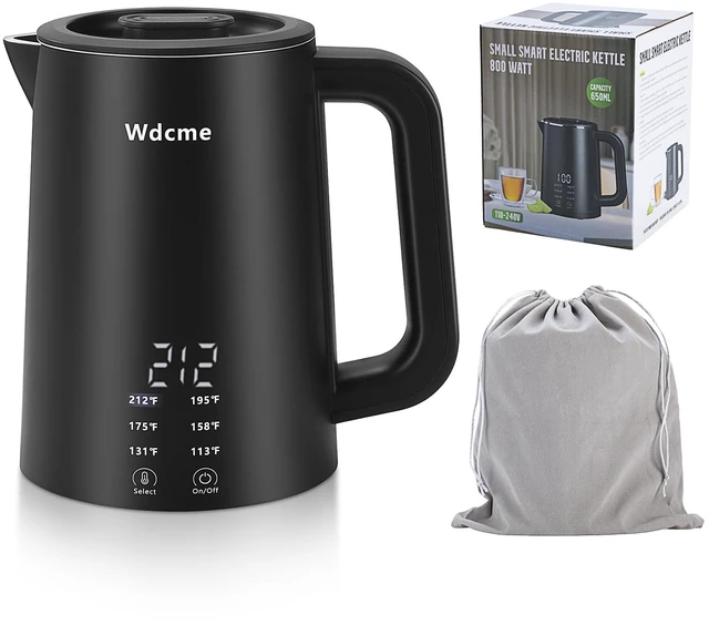 Main image of 0.6L Small Travel Electric Kettle Smart Tea Coffee Kettle | 800W,6 Temperature Control,304 Stainless Steel,Dual Voltage 110-240V,12H Keep Warm