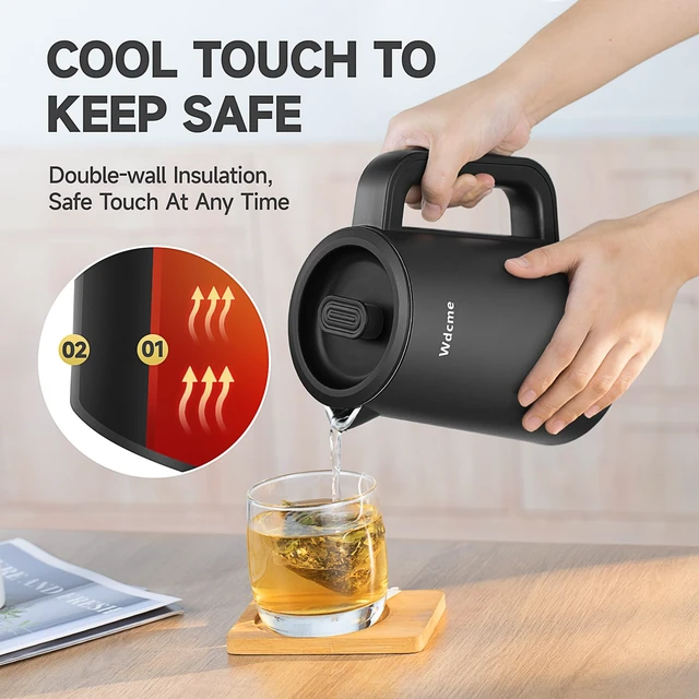 Alt view image 6 of 6 - 0.6L Small Travel Electric Kettle Smart Tea Coffee Kettle | 800W,6 Temperature Control,304 Stainless Steel,Dual Voltage 110-240V,12H Keep Warm