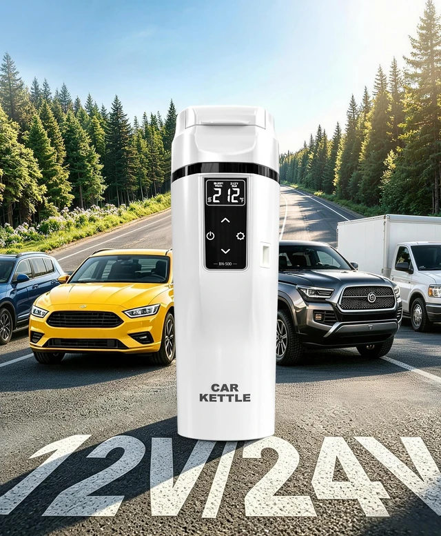Alt view image 7 of 7 - FVPE Car Electric Kettle with Boil & Keep Warm for Commute/Travel,450ML | 12V/24V Water Boiler for Car/Truck,304 Stainless Steel 12V Kettle,Adjustable Temp,Boil-Dry Protection,Storage Bag & Filter