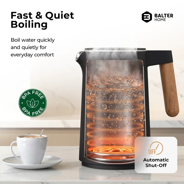 Alt view image 6 of 7 - BALTER Electric Kettle with Temperature control, 113 °F 212 °F, Tea pot, Stainless steel, double wall water kettle, BPA-free, 1.5 L, Black