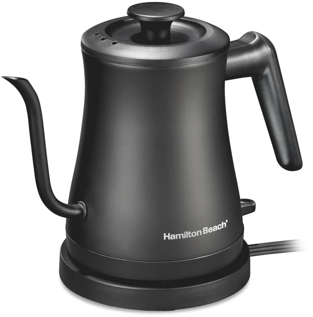 Main image of Compact Gooseneck Kettle | Boiling Water, Pour Over Coffee, Tea | 1200 Watts | Auto Shutoff | Stainless Steel BPA-Free Interior | Black