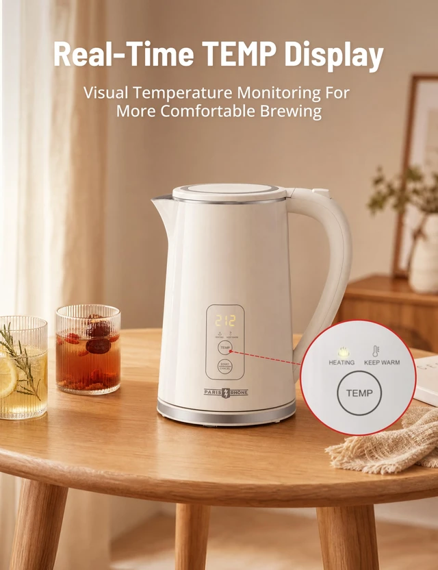 Alt view image 2 of 7 - Electric Kettle Temperature Control, 1.7L Extra Large Electric Tea Kettle | 4H Keep Warm Hot Water Kettle with 6 Presets, LED Screen Electric Kettles for Family Meal Party Office Break Room