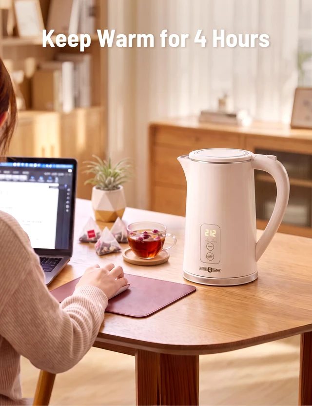Alt view image 7 of 7 - Electric Kettle Temperature Control, 1.7L Extra Large Electric Tea Kettle | 4H Keep Warm Hot Water Kettle with 6 Presets, LED Screen Electric Kettles for Family Meal Party Office Break Room