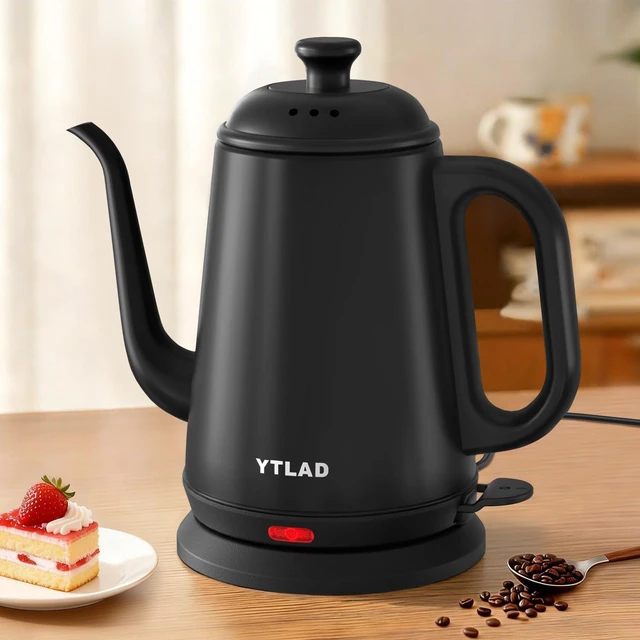 Main image of YTLAD Gooseneck Electric Kettle 1L, 1000W, Pour-Over Coffee & Tea | Precise Flow Spout, 304 Stainless Steel, BPA-Free, Fast Boiling, Auto Shut-Off & Boil-Dry Protection, Retro Design (Black)